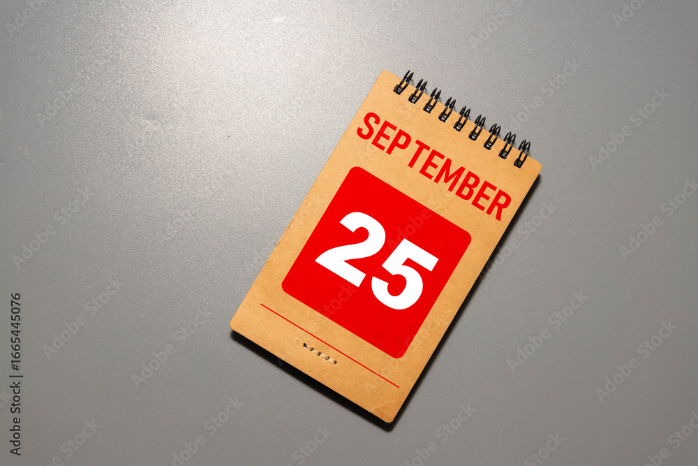 Poster september 25, save the date with number cube design for background.