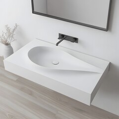 Modern Minimalist Bathroom Sink Design with Wall Mounted Faucet