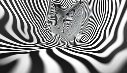 Abstract zebra-striped pattern, black and white color scheme, simple lines, wallpaper background, high resolution, hyperrealistic
