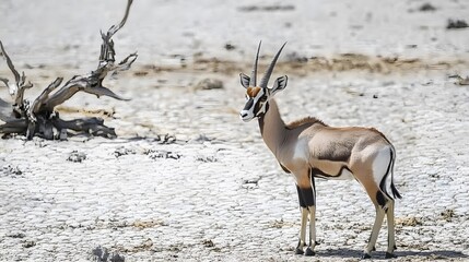 Gemsbok Antelope in African Savanna Landscape