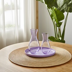 Lavender Glass Pitchers on Table Setting