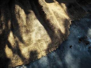 Rustic Burlap Fabric Texture Background with Shadows