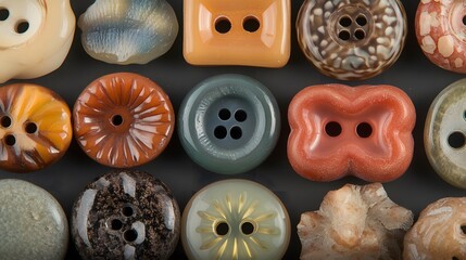 Obraz premium Colorful Collection of Decorative Buttons Macro Photography