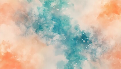 Obraz premium Alcohol ink background, peach and teal color palette, blurry