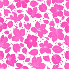 Floral seamless pattern with pink blossoms