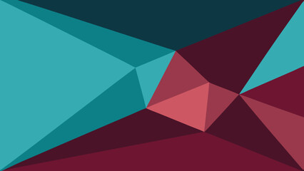 Abstract Geometric Crystal Formation in Teal Burgundy and Pink background