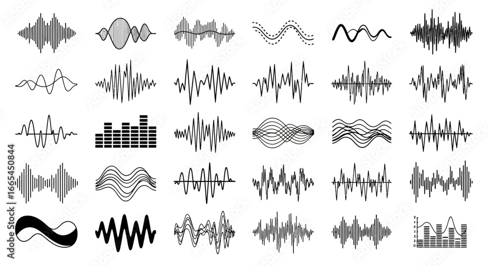 Poster collection of audio waveforms a diverse set of sound representations for various applications
