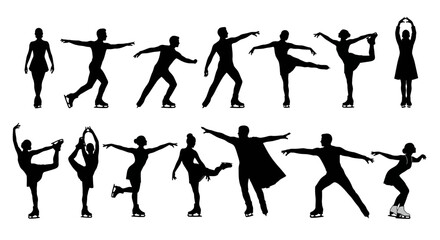 Silhouettes of Figure Skaters A Collection of Poses