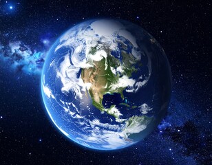 Earth in space, detailed view