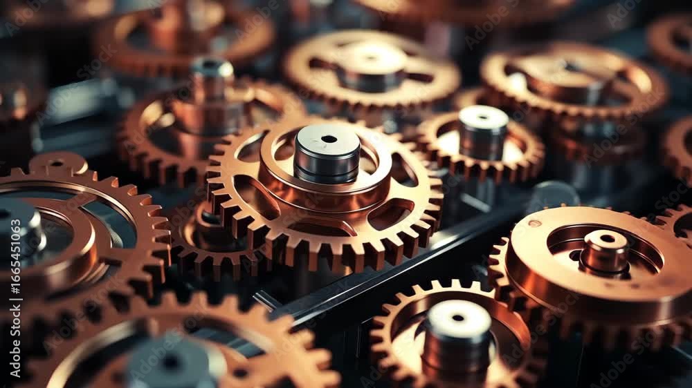 Poster mechanical precision: close-up view of a complex mechanism with meticulously crafted metal gears int
