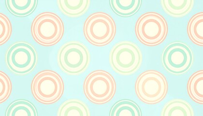 Delicate, pastel-hued circles in a repeating pattern create a soft and playful design against a light blue background.