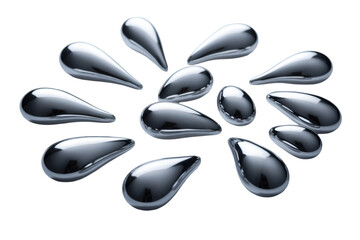 Scattered Droplets of Shiny Metallic Liquid mercury