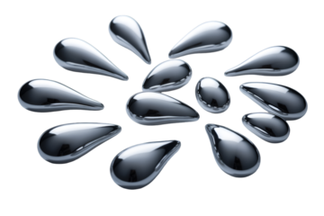 Scattered Droplets of Shiny Metallic Liquid mercury