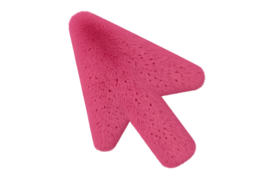 Pink fuzzy mouse cursor on black background pointer