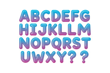 Alphabet Balloons with Blue Pink Gradient and Rounded Shapes