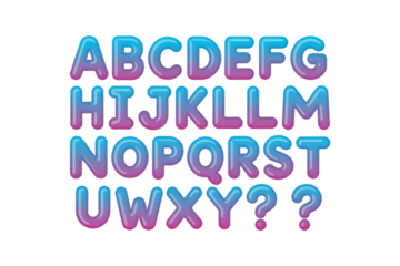 Alphabet Balloons with Blue Pink Gradient and Rounded Shapes