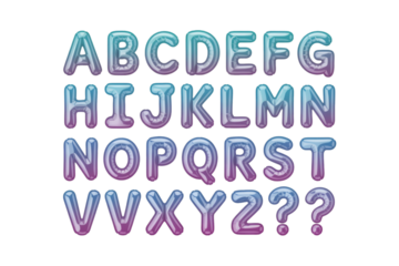 Alphabet Balloons with Pink Blue Purple Gradient letters