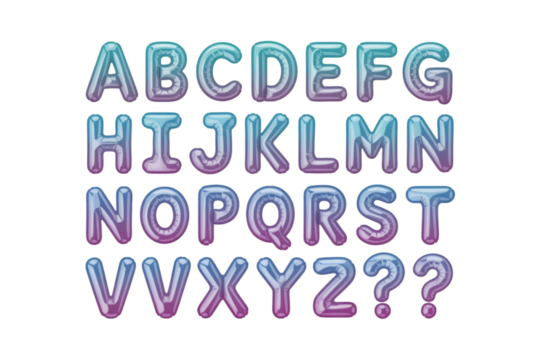 Alphabet Balloons with Pink Blue Purple Gradient letters - Powered by Adobe