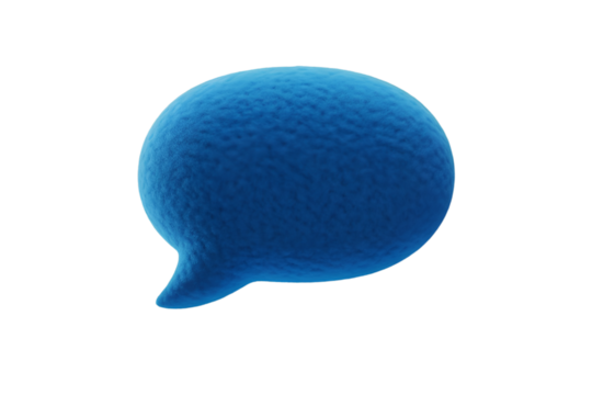 Blue oval chat bubble with textured surface speech balloon