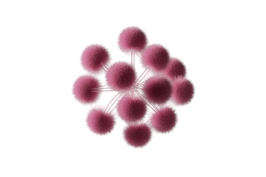 Pink Fuzzy Cluster on Black Background abstract biology