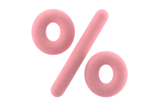 Soft Pink Furry Percent Symbol percentage sign