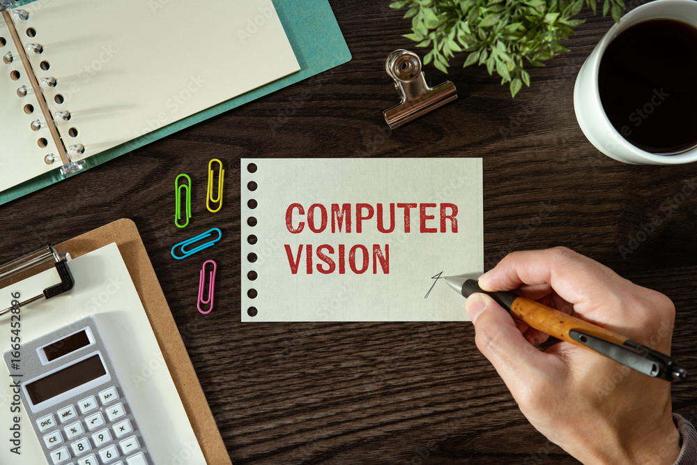 Aufkleber there is notebook with the word computer vision. it is as an eye-catching image.