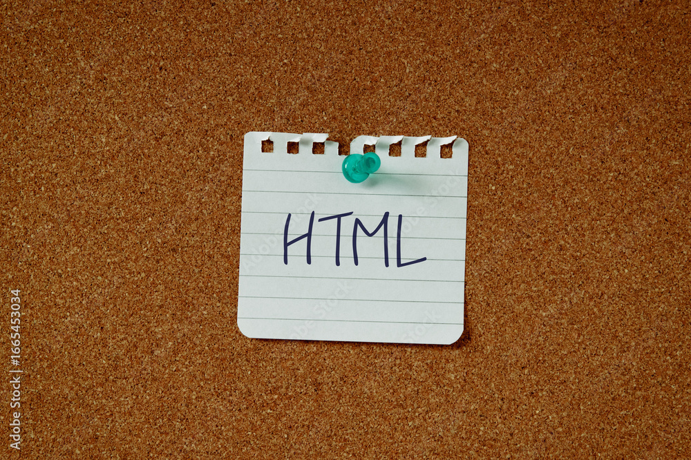 Aufkleber there is a piece of paper with the word html. it is an abbreviation for hyper text markup language a