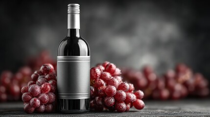 Obraz premium Elegant dark wine bottle with metallic cap on display