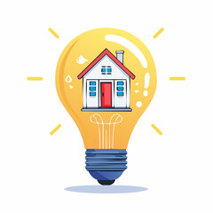 Lightbulb Featuring A House For A Concept Image Of Housing