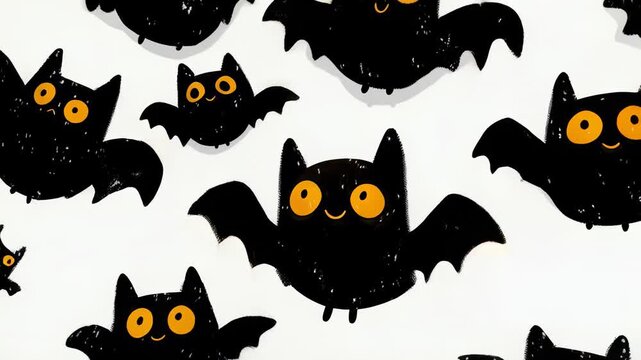 Cute Flying Bats with Orange Eyes