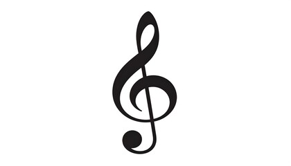 A stylized treble clef, a musical symbol, is presented against a plain white background.