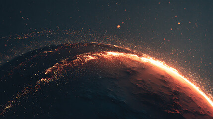 Fiery glow of distant planet captured in stunning cosmic display during twilight hours in outer space Generative AI