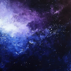 Obraz premium Moody deep space color blur, rich indigo and violet merging with glowing white nebulous highlights, ethereal and cosmic artistic composition 