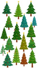 Collection of festive Christmas trees