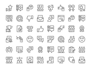 Customer feedback icon set. Vector line icons collection. Outline symbols. Modern design