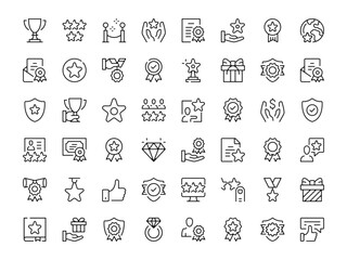 Awards icon set. Vector line icons collection. Outline symbols. Modern design