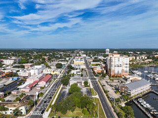 Fototapeta premium State Road 520 passing through historic downtown Cocoa Village along the Indian River in Brevard County, Florida. 