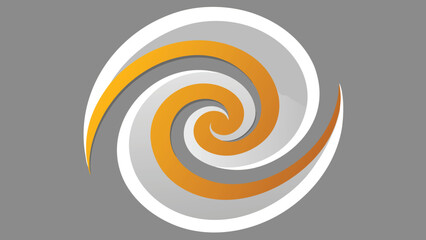 Abstract Swirling Logo with Orange and White Gradient on Grey spiral