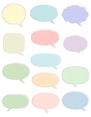 Collection of pastel-colored speech bubbles