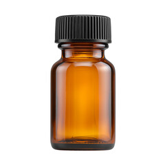 Amber Glass Bottle with Black Cap Mockup for Essential Oils, Cosmetics, or Pharmaceuticals