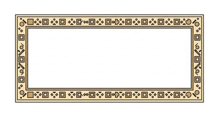 Decorative rectangular frame with intricate geometric patterns in earthy tones, suitable for borders or certificates.