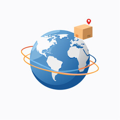 Global Shipping Illustration With Earth And Package