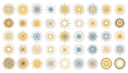 Collection of stylized sun icons