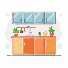 Colorful Modern Kitchen Illustration
