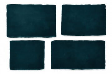 Four teal rectangular labels with a transparent background, perfect for adding a touch of color and texture to any project