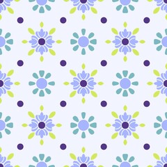 Seamless Floral Pattern with Blue and Purple Flowers