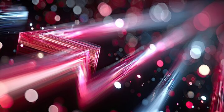 Abstract dynamic shapes in vibrant pink and blue, with glowing light trails and bokeh - Powered by Adobe