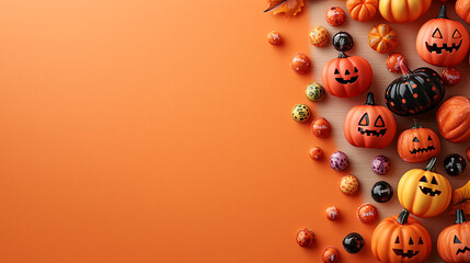 Halloween pumpkins background orange autumn fall decoration holiday