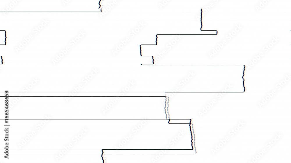 Poster distorted rectangle shapes with glitch effects animation on white background