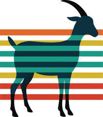 Obraz premium a goat silhouette on retro stripe on white backgro.eps